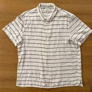 Lucky Brand Mens Linen Blend Striped Short Sleeve Button Up Shirt Size Large